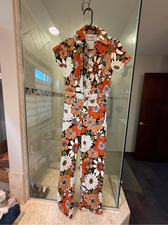 Show Me Your MuMu Pants - Show Me Your Mumu Everhart  Floral Short-Sleeve Jumpsuit in Orange & White